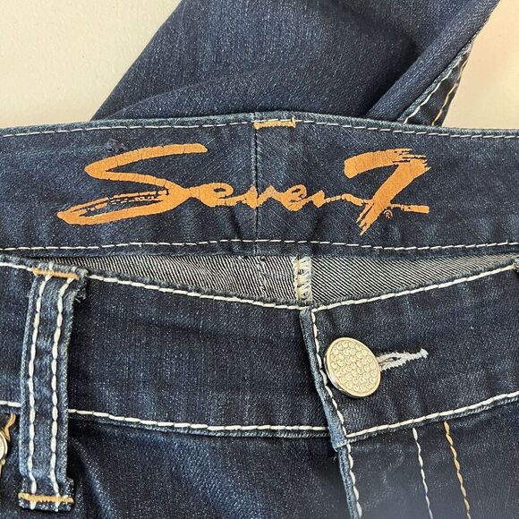 Seven7 Womens Blue Skinny Jeans Mid Rise Pockets Logo Cotton Blend - Picture 5 of 13
